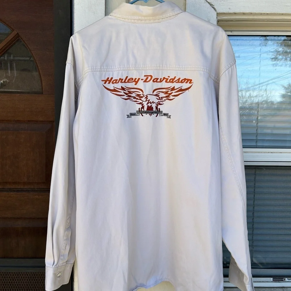 NWOT Harley-Davidson Logo Spell Out Button Down Long Sleeve Shirt - Size XL